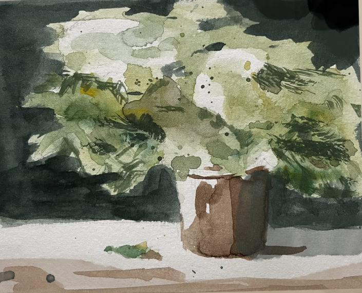 Blumentopf Aquarell 14×11 cm